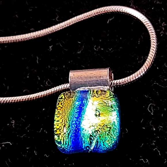 3 for$25- Rainbow Glass & Silver Pendant & Chain - Picture 2 of 11